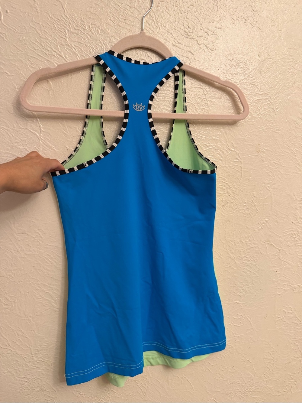 lululemon athletica Blue Racerback Tank with Lime Interior
